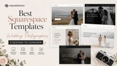 Squarespace wedding photography templates with elegant website designs.