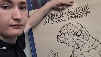 Viral hand drawn spider man poster