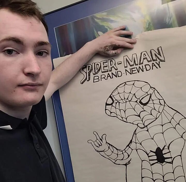 Viral hand drawn spider man poster